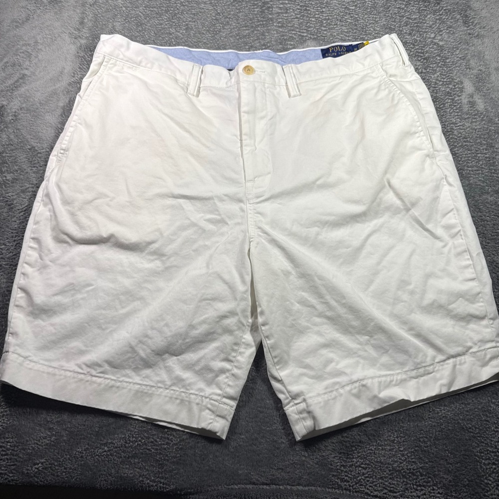 Polo Ralph Lauren Mens White Stretch Classic Fit Chino Shorts Size 38 Pony Logo